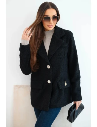 Dámská bunda z měkkého beránka s límcem černá