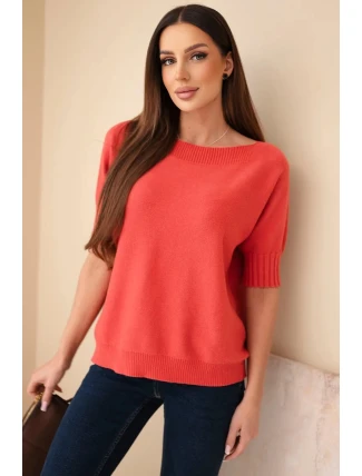 Svetr dámský z viskózy s krátkým rukávem malinový