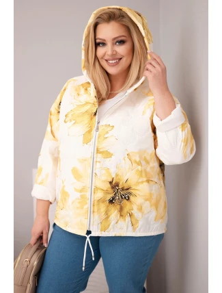 Dámská jarní bunda Plus Size s květinovým vzorem žlutá