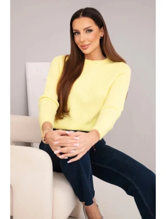 Svetr dámský z baby alpaky s dlouhým rukávem citronový