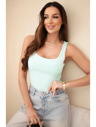 Dámská halenka na ramínkách s výstřihem mentolová