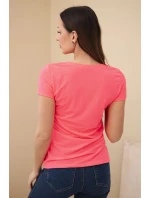 Dámské bavlněné tričko s potiskem CHIC růžový neon