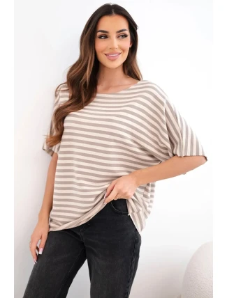 Dámská bavlněná proužkovaná halenka s krátkým rukávem fango
