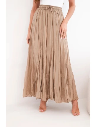 Dámská maxi bavlněná sukně s gumičkou v pase camelová