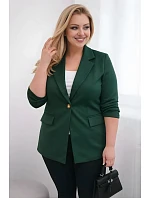 Dámské sako z viskózy Plus Size s dlouhým rukávem a límcem tmavě zelené Dámské sako z viskózy Plus Size s dlouhým rukávem a límcem tmavě zelené