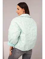 Dámská jarní prošívaná bunda s květinovým vzorem světle mátová