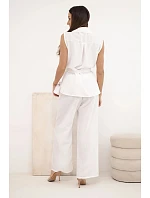 Dámský komplet s vázanou halenkou a širokými kalhotami ecru Dámský komplet s vázanou halenkou a širokými kalhotami ecru
