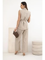 Dámský komplet s vázanou halenkou a širokými kalhotami fango