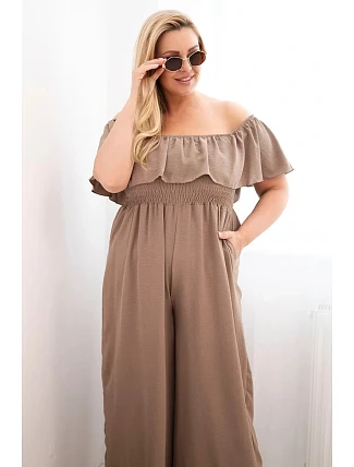 Dámský overal Plus Size s volánem a krátkým rukávem fango
