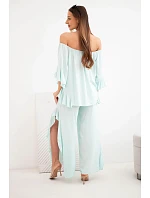 Dámský viskózový boho komplet s volány mátový Dámský viskózový boho komplet s volány mátový