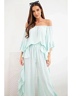 Dámský viskózový boho komplet s volány mátový Dámský viskózový boho komplet s volány mátový