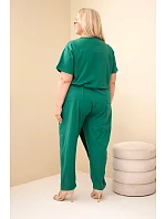 Dámský bavlněný overal Plus Size se zavazováním v pase zelený Dámský bavlněný overal Plus Size se zavazováním v pase zelený