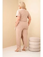 Dámský bavlněný overal Plus Size se zavazováním v pase fango Dámský bavlněný overal Plus Size se zavazováním v pase fango