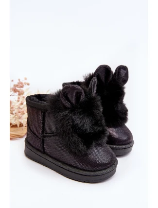 Dětské zimní botky s kožešinou a ušima Černé Betty Dětské zimní botky s kožešinou a ušima Černé Betty