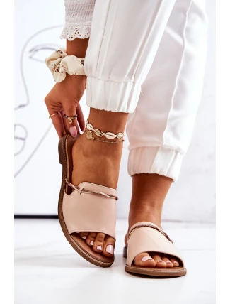 Kožené Nazouváky Lewski Shoes 3047 Béžové