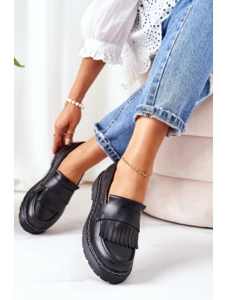 Kožené Polobotky Loafery Big Star II274100 Černé