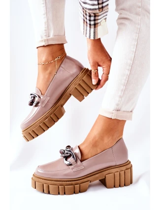 Dámské Boty Loafers Kůže Cappuccino Laura Messi 2339