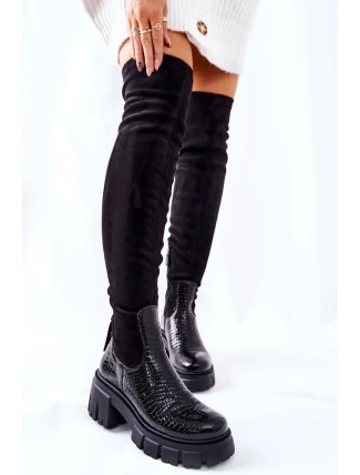 Kožené Boty Maciejka Krokodýlí černé 05260-01