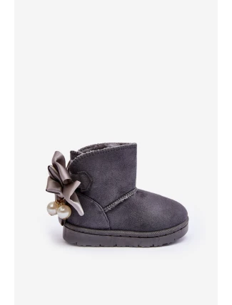 Dětské Teplé Sněhule S mašlí Šedé Snowis