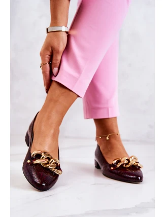 Kožené Lakovaný lodičky z hadí kůže kaštanové Elissabeth