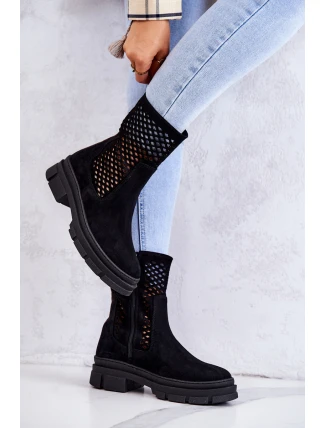 Kožené boty Workers Nicole Černá 2711