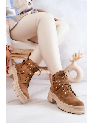 Semišove dámské kozačky s výřezy Camel Everly