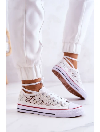 Dámské látkové tenisky s prolamováním Bíle Venture