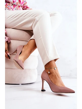 Módní kožené boty na jehlách růžové Tamira Módní kožené boty na jehlách růžové Tamira