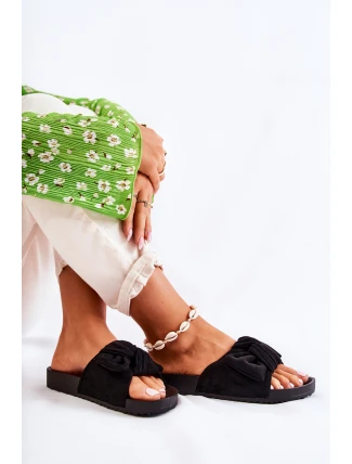 Klasické Semišové Pantofle S Mašlí Černá Hayle