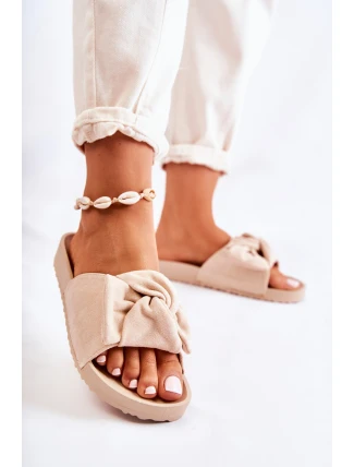 Klasické Semišové Pantofle S Mašlí béžove Hayle