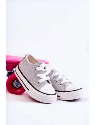Dětské tenisky vázané stříbrný Wella
