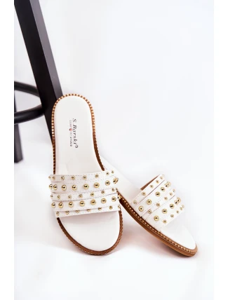 Dámské kožené pantofle s zdobením bílým Brien
