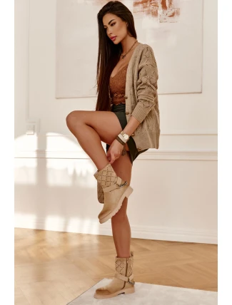 Prolamované Botičky Se Zipem S řetízkem béžový Chantelle