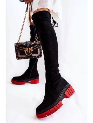 Dámské semišové boty Workers Černá a červená Cheera