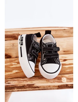 Dětské látkové tenisky se suchým zipem BIG STAR KK374074 Černý a bílý Dětské látkové tenisky se suchým zipem BIG STAR KK374074 Černý a bílý