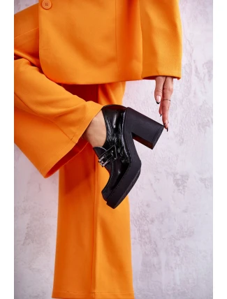 Lakované boty na masivním sloupku  Černé Jaime