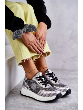 Dámská sportovní obuv na klínku GOE KK2N4083 stříbrne