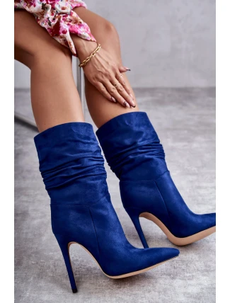 Dámské mačkané kozačky kozačky Modré Laguna Dámské mačkané kozačky kozačky Modré Laguna