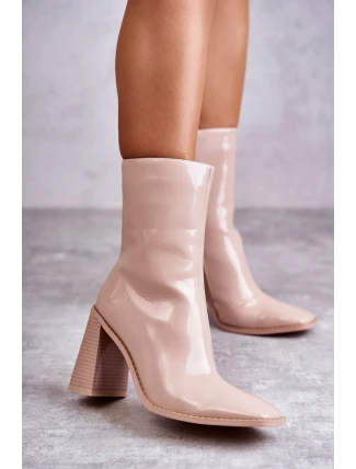 Dámské lakované kozačky Béžové Margit Dámské lakované kozačky Béžové Margit