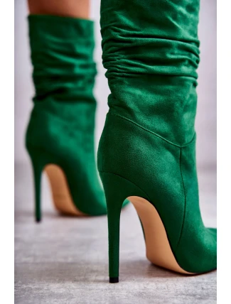 Dámské mačkané kozačky kozačky Zelené Laguna Dámské mačkané kozačky kozačky Zelené Laguna