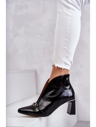 Kožené holínky na sloupku Maciejka Černe 05262-01