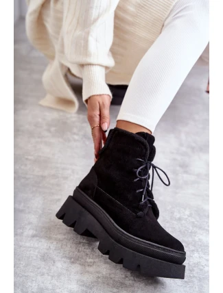 Semišové teplé šněrovací boty Černe Elisabeth