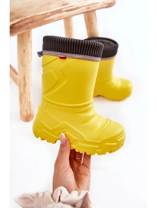 Dětské zateplené boty do deště Befado 162X302 Žlute