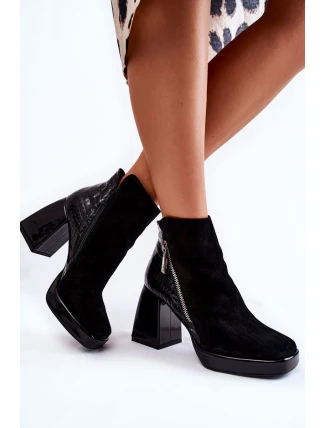 Semisové Boty Na Vysokém Podpatku Geometrický Vzor Černá Alienore