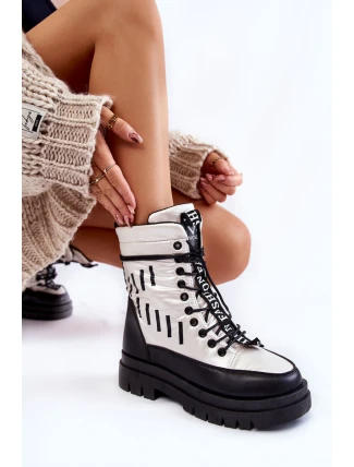 Dámské šněrovací sněhule Vinceza 23-34586 bílo-černé