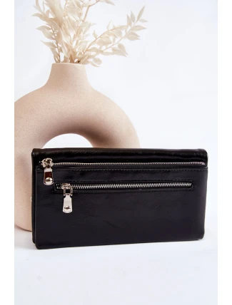 Dámská velká kožená peněženka s zipem Černá Shiness