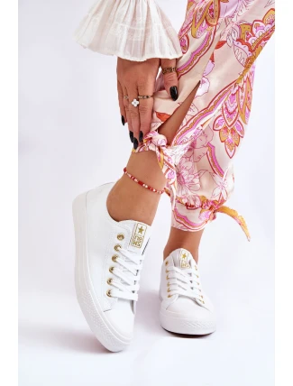 Dámské Klasické Tenisky Bílé a zlatá Ecoma Dámské Klasické Tenisky Bílé a zlatá Ecoma