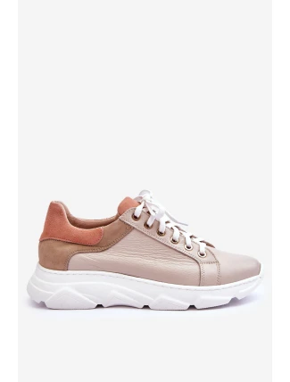 Pohodlné kožené tenisky na platformě Béžove Alisane