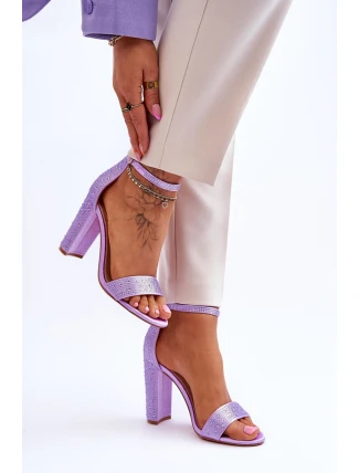 Dámské sandály na vysokém podpatku se zirkony fialové Idealistic