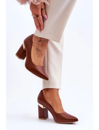 Kožené lodičky Lewski 3117 Hněde